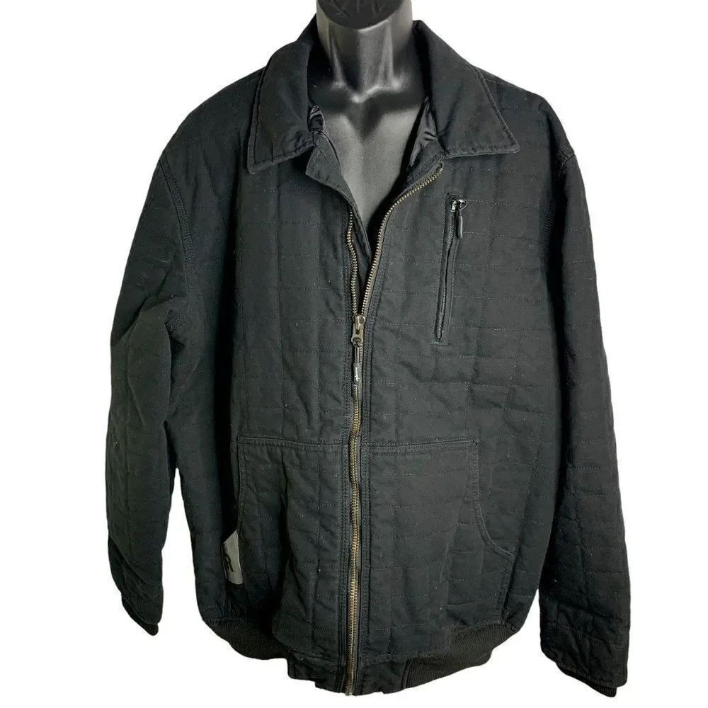 Wrangler Riggs Workwear Quilted Jacket XLT Black Water Resistant Zipper Pockets